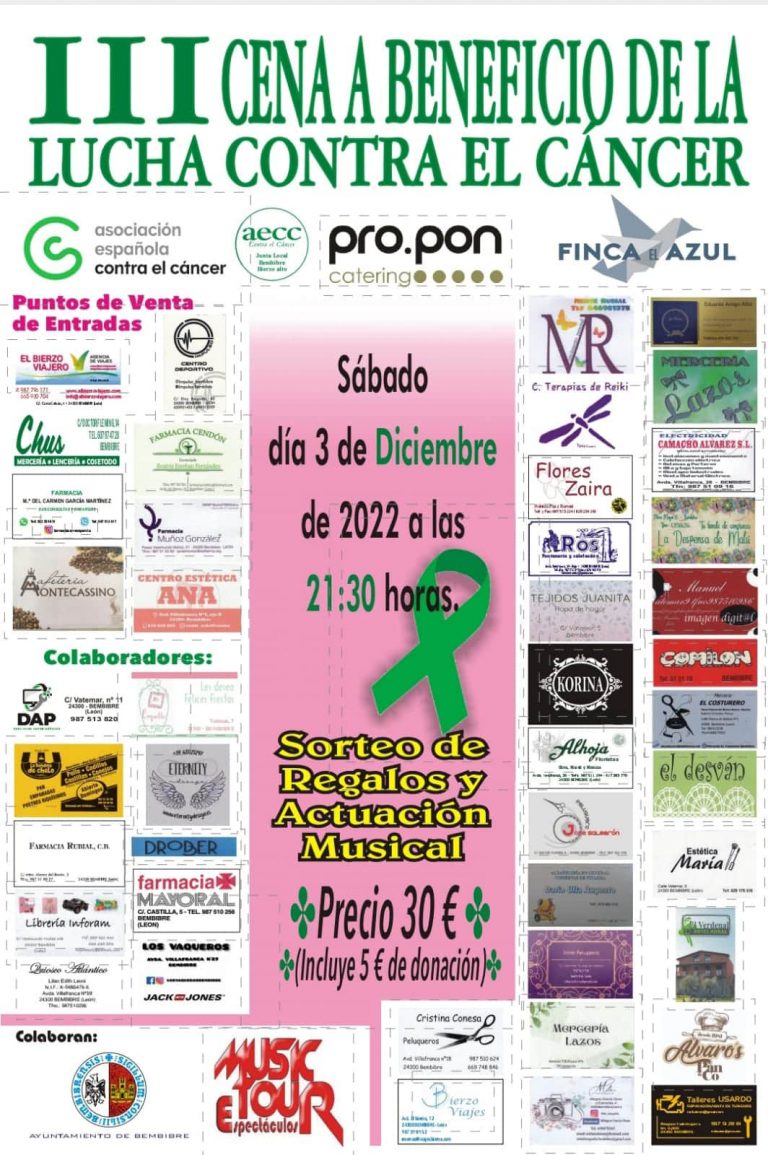 Cartel cena asociación contra el cáncer