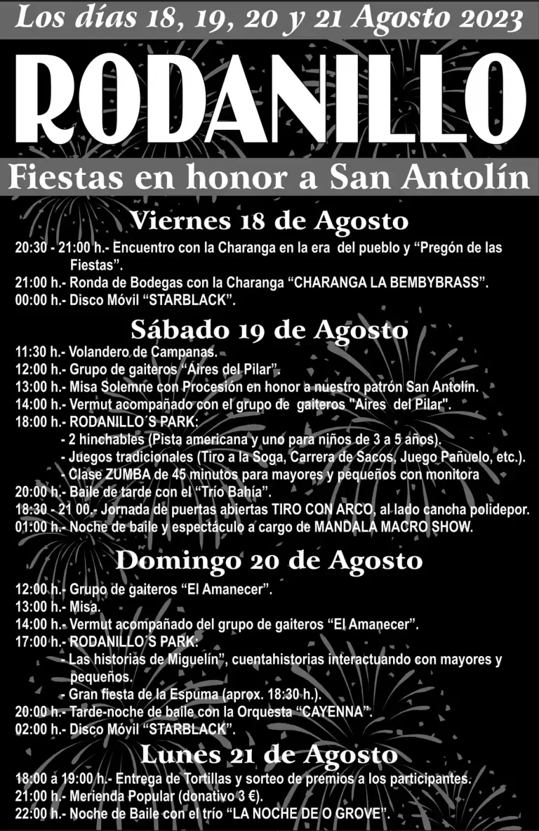 Programa de fiestas Rodanillo 2023