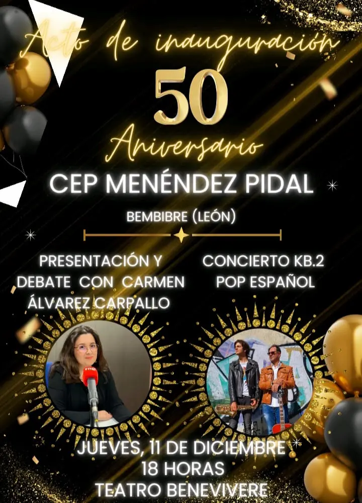 Cartel del 50 aniversario del colegio Menéndez Pidal de Bembibre